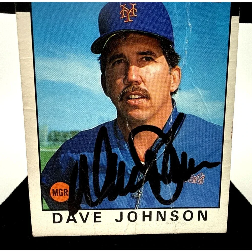 Sid Fernandez, Howard Johnson & Dave Johnson  Signed 1989 TOppdNY Mets 1986